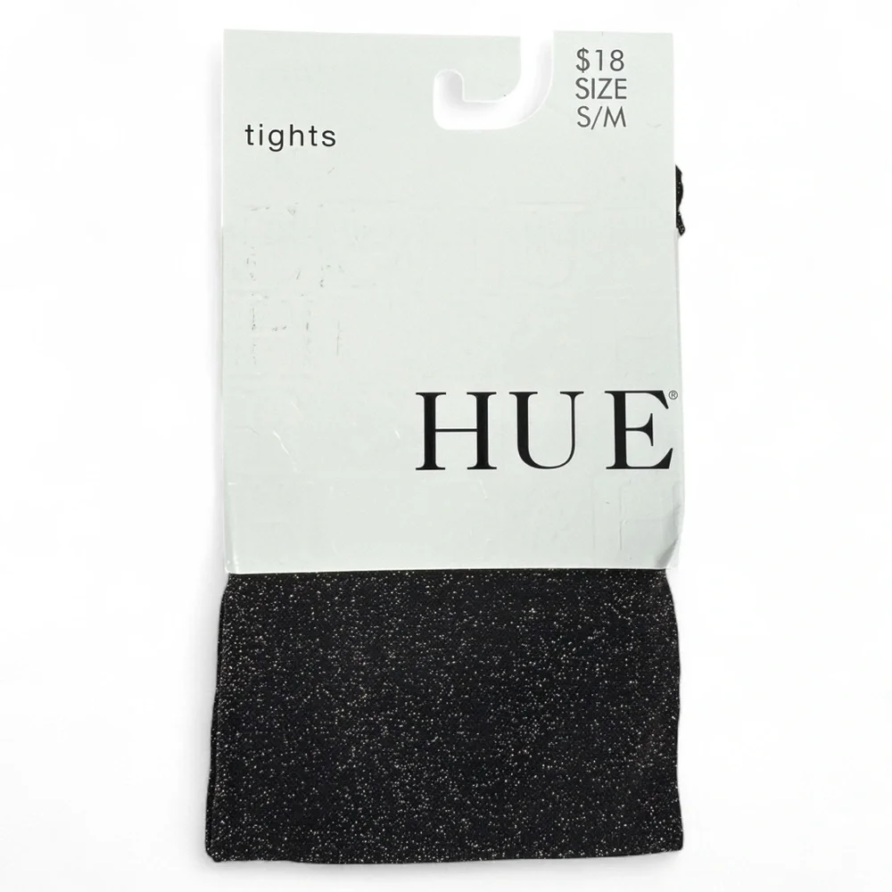 Hue Black Gold Tinted Metallic Tights Womens Size S/M‎